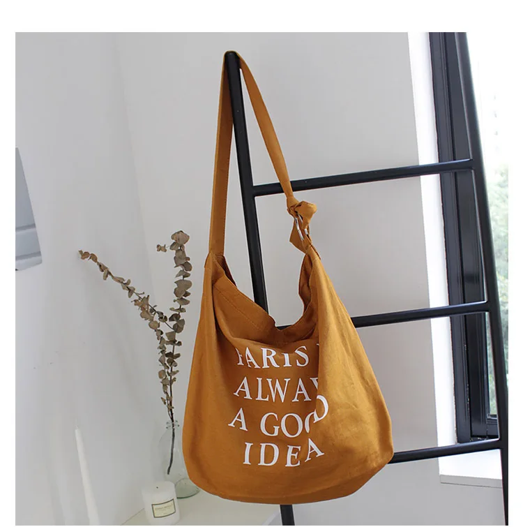 Lightweight and thin cotton  linen bag with knotted strap