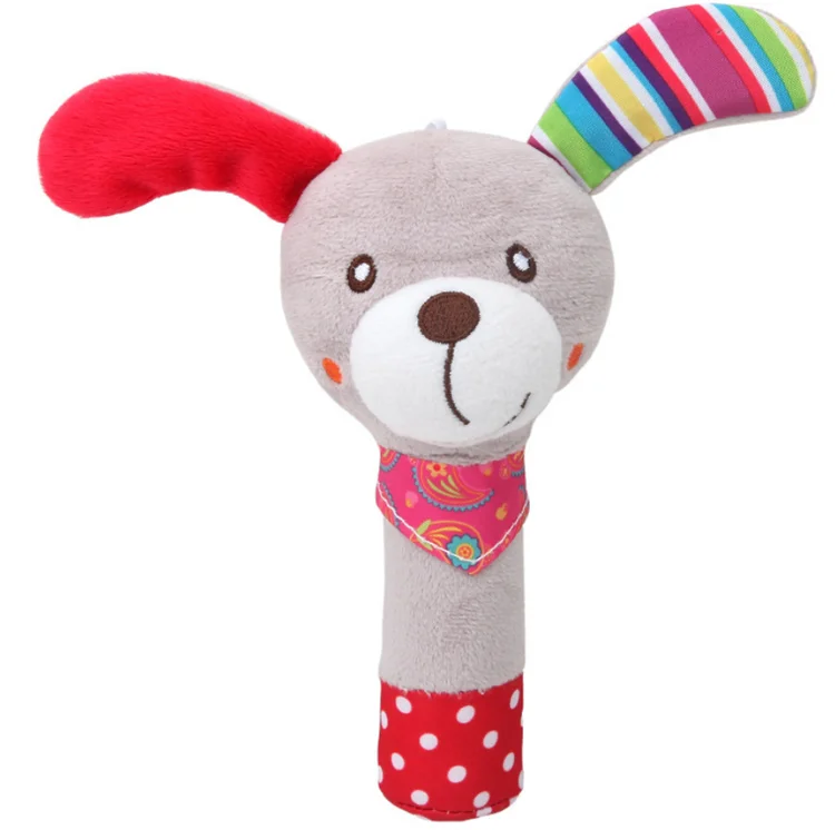 BBSky Stuffed Animal Baby Soft Plush Hand Rattle Squeaker Stick toy