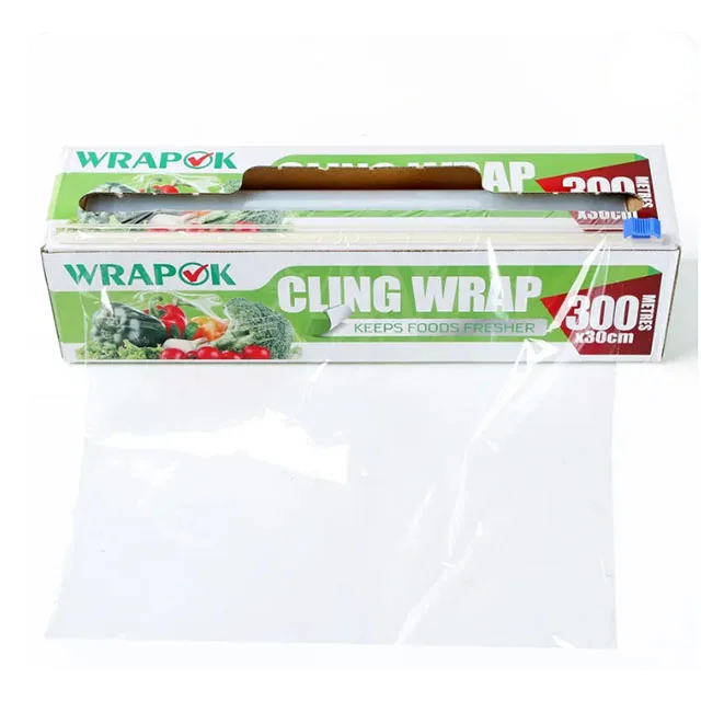 Plastic Wrap Cling Film for Food PVC Free Stretch Film Customized OEM Roll Food Grade Transparent Moisture Proof Soft Household