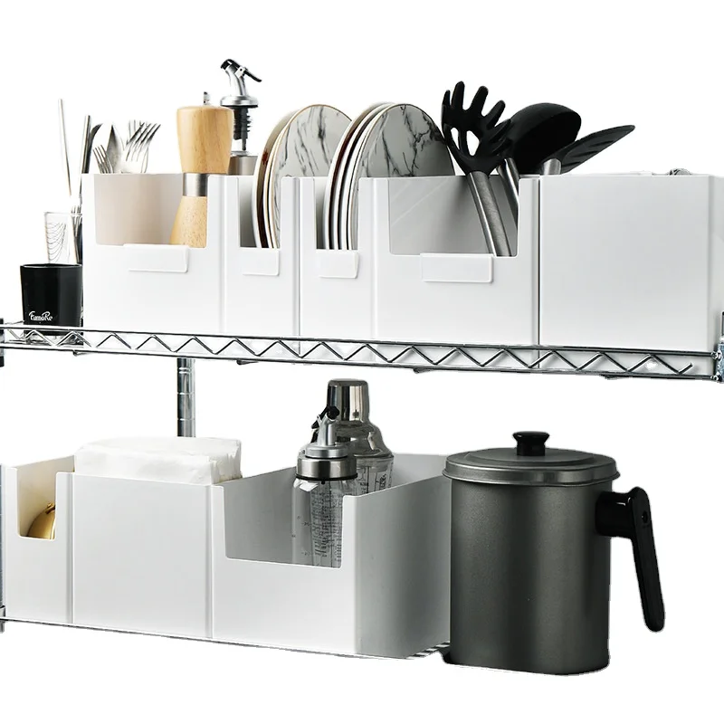 Лидер продаж, открытый пластиковый прочный многофункциональный настольный органайзер для буфета, ящик для хранения для кухни