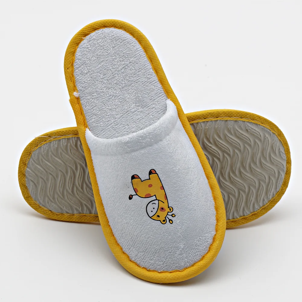 Stocked kids child hotel slipper nap terry velour velvet material disposable household slippers