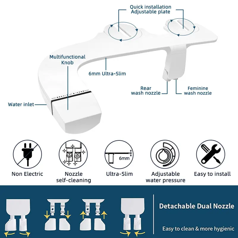 Manufacturer Luxury Toilet Bidet, The Newest Easy Bide, Hot Selling Nozzle Self-Cleaning Bidet Toilet Seat