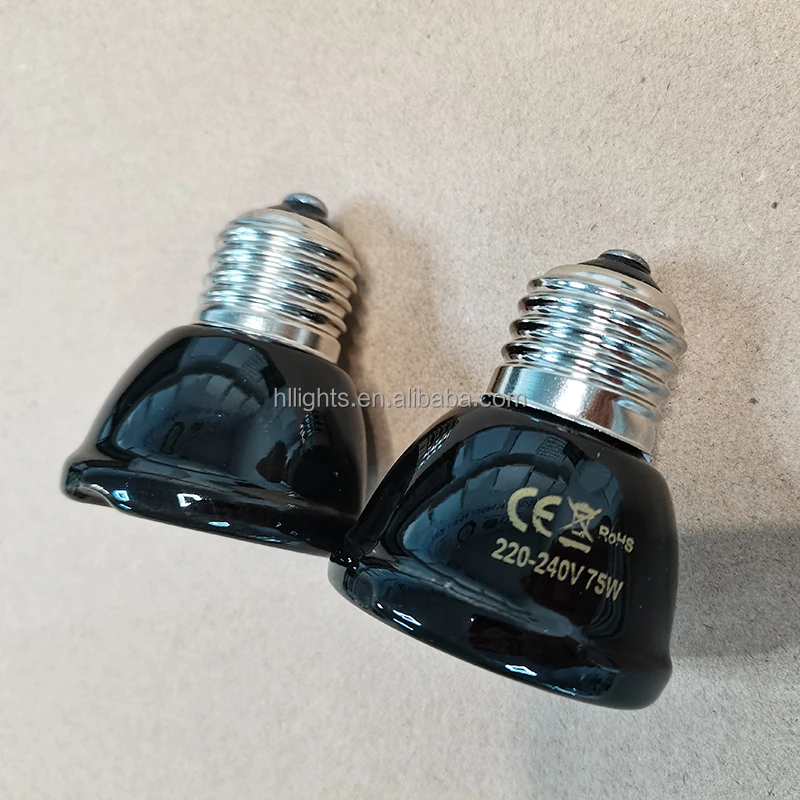 black heat lamp poultry house ceramic heat emitter lamp for reptiles animals turtle pets