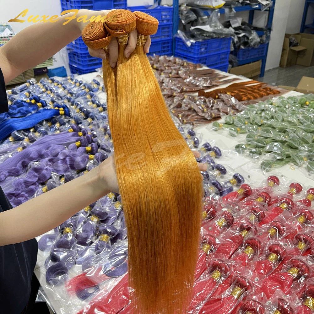 Luxefame Hair Orange Swiss Lace Closure Brazilian Body Wave Remy Human Hair 8'-40 Bundles