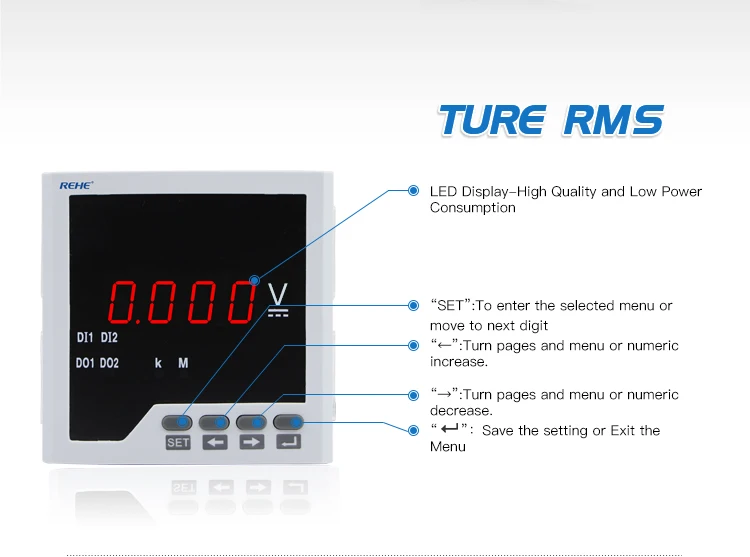 Высокое качество переменного тока или источники питания постоянного тока 96*96 мм LED однофазный напряжения программируемый прибор для измерения RH-DV 31