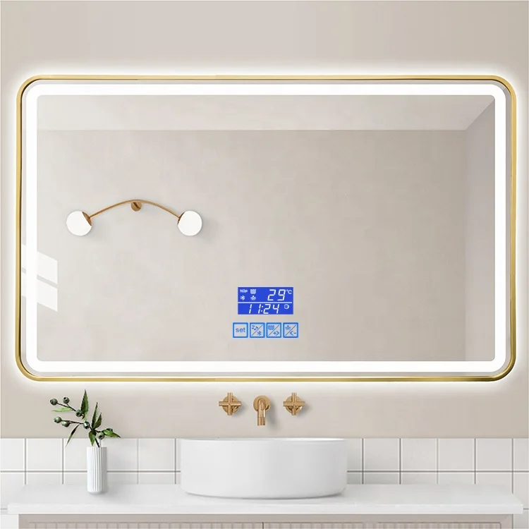Hot Sale Large Framed LED Smart Bathroom Vanity Mirror With Touch Switch