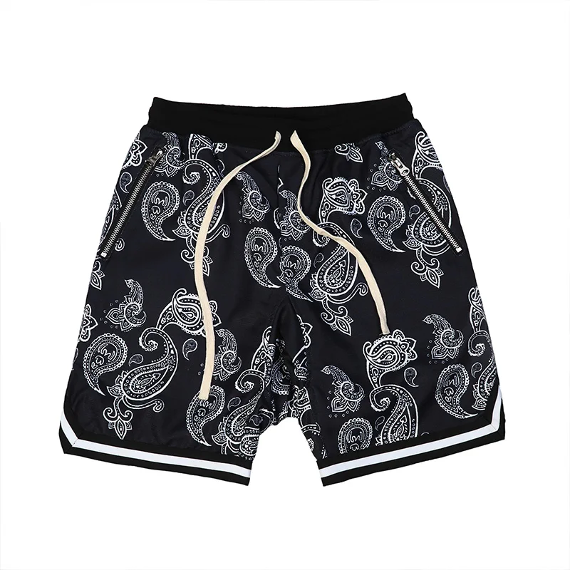 
Wholesale 70s high waist bandana african beach shorts casual mens black paisley print board shorts for men  (62467164507)