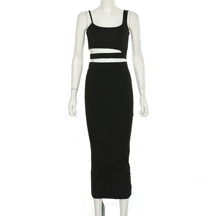 
KEYIDI 2021 new open back tube top strap two-piece skirt suit 