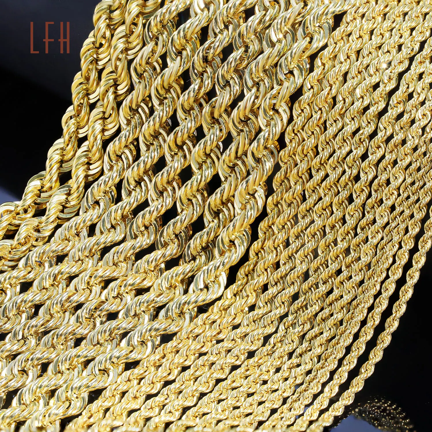 Bulk sale Twisted Link Rope Chain Au750  Jewelry Pawnable 18k Manufacturer saudi gold jewelry pawnable 18k 18k Real Gold Chain