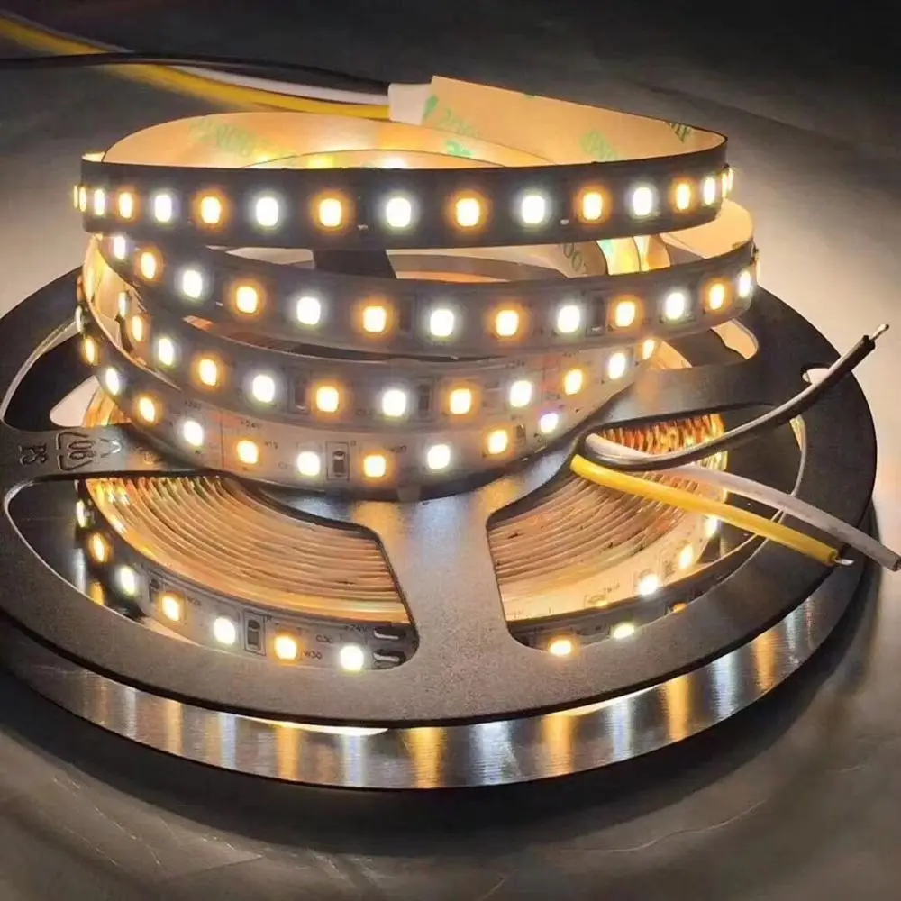 High quality 3 years warranty CE ROHS DC24V 10mm 3528 LED 120 LEDs 9.6W/M CCT dual color dimmable 3528 SMD LED strips