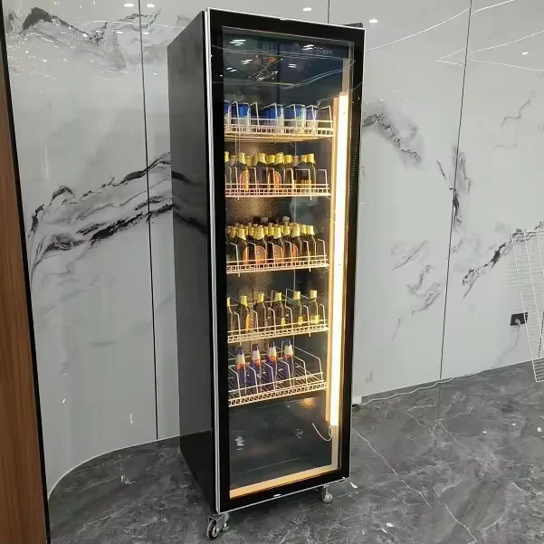 480L vertical commercial chiller Ultra-thin vertical display single temperature beverage cooler for supermarket use