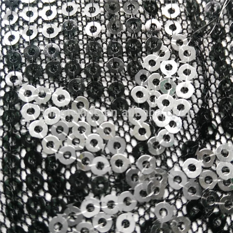 
Widely used superior quality silver sequin fabric embroidered stripe tulle mesh for home decoration 