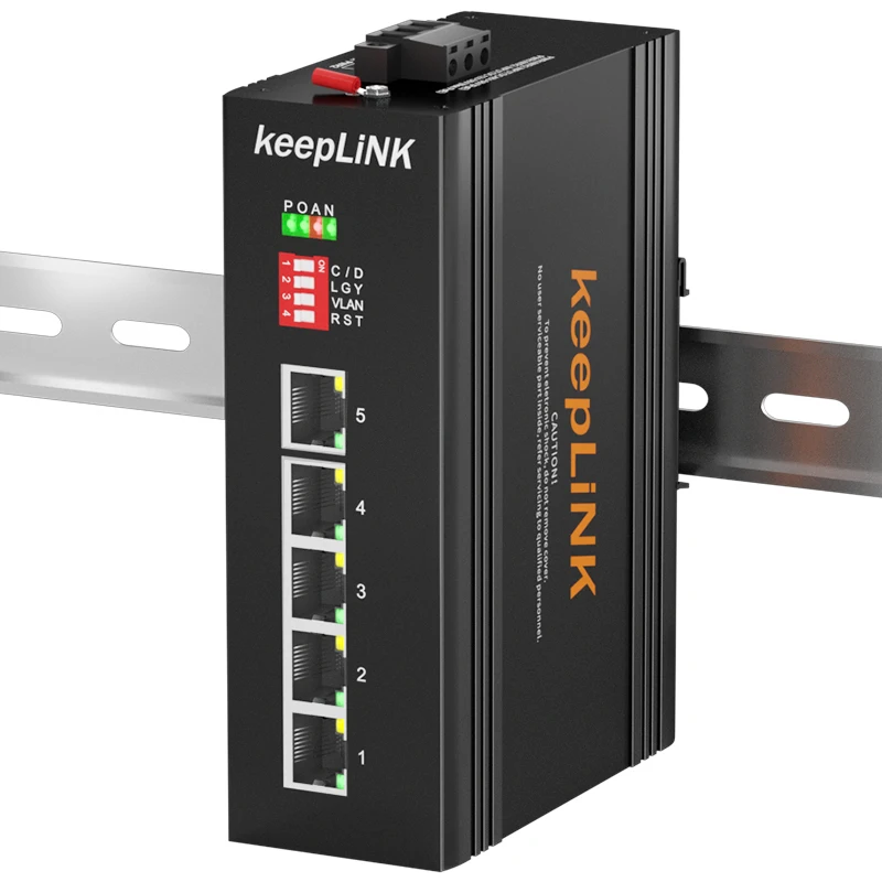 China Manufacturer 5 RJ45 Port Unmanaged Industrial Switch (PoE Optional)