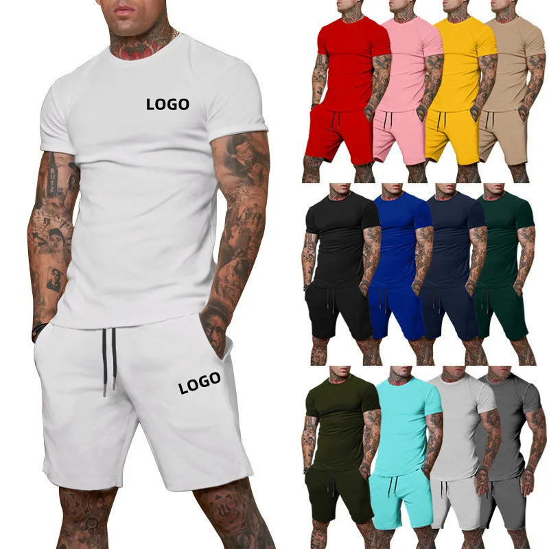 2023 Wholesale Custom Summer New Arrival Jogging Sportswear Gym Tracksuit And Shorts 2 Piece Shorts Men T Shirt Set