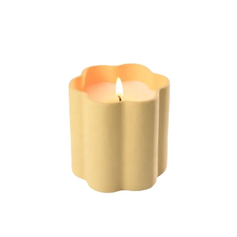 8oz 250ml Flower Shape Wholesale Candle Container Vessels Empty Ceramic Candle Jars For Candles Home Wedding
