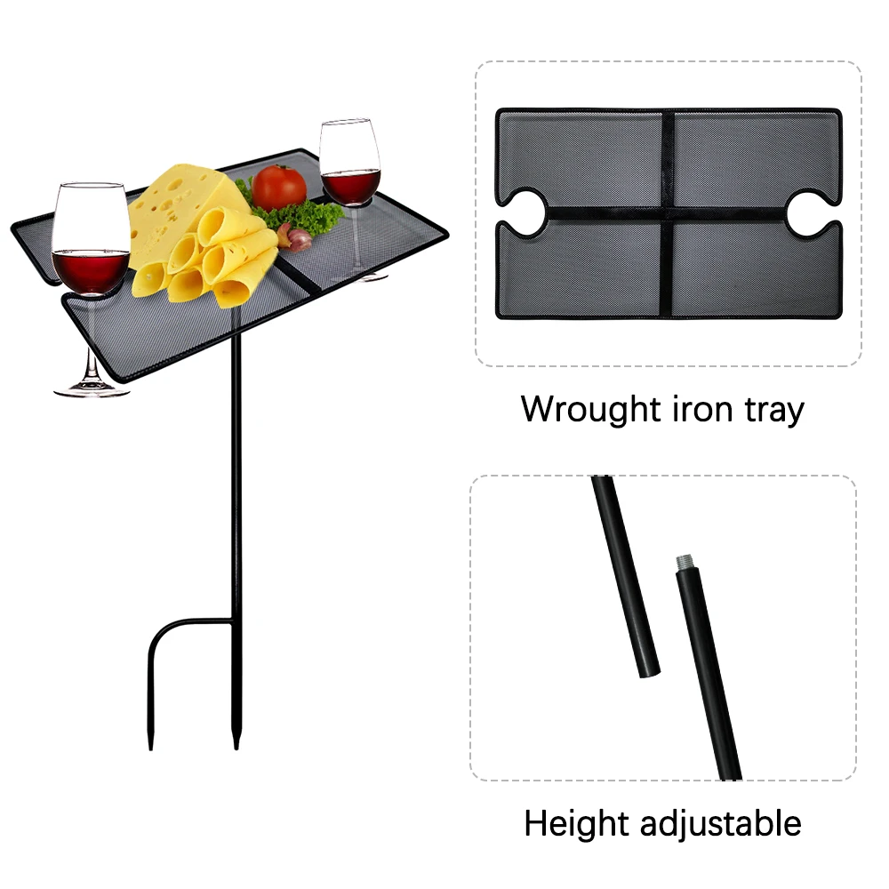 Портативный пляжный стол из кованого железа, подходящий для песочной травы, открытый лоток для закусок вина и сыра