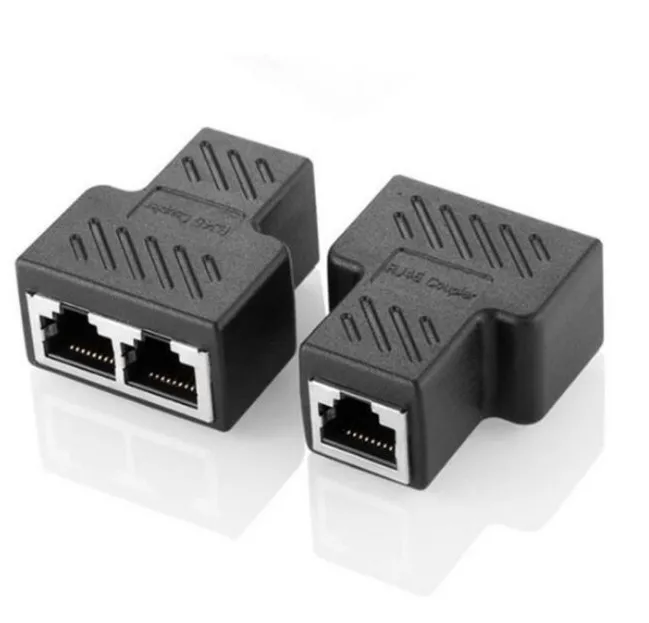 RJ45 Splitter Adapter 1 to 2 Ways Dual Female Port CAT5/6/7 LAN Ethernet Cable