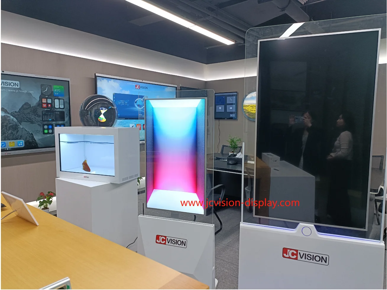 JCVISION 55 indoor inch floor standing double side transparent oled Android Touch advertising screen display