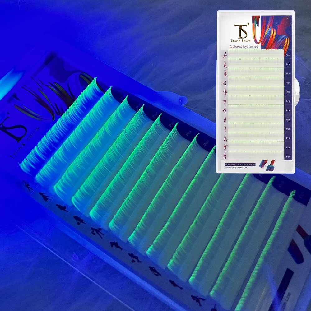 Glitter Luminous Spike Lash Extension Red Glow in the Dark Synthetic Blink 3d Glitter Eyelash Extension Trays