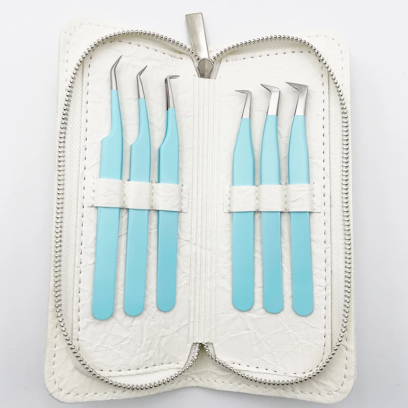 Eyelash Extension Tweezers Set,Fiber Tip Volume Tweezers Curved 45 90 Degree Angled Volume Lash Tweezers