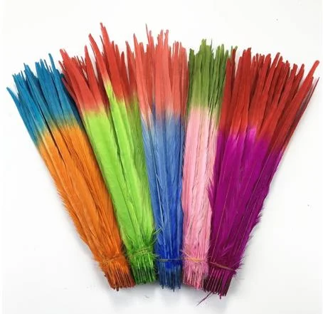 Top Selling Bleached and Dyed Orange Ringneck Pheasant Tail Feathers for Carnival Decoration