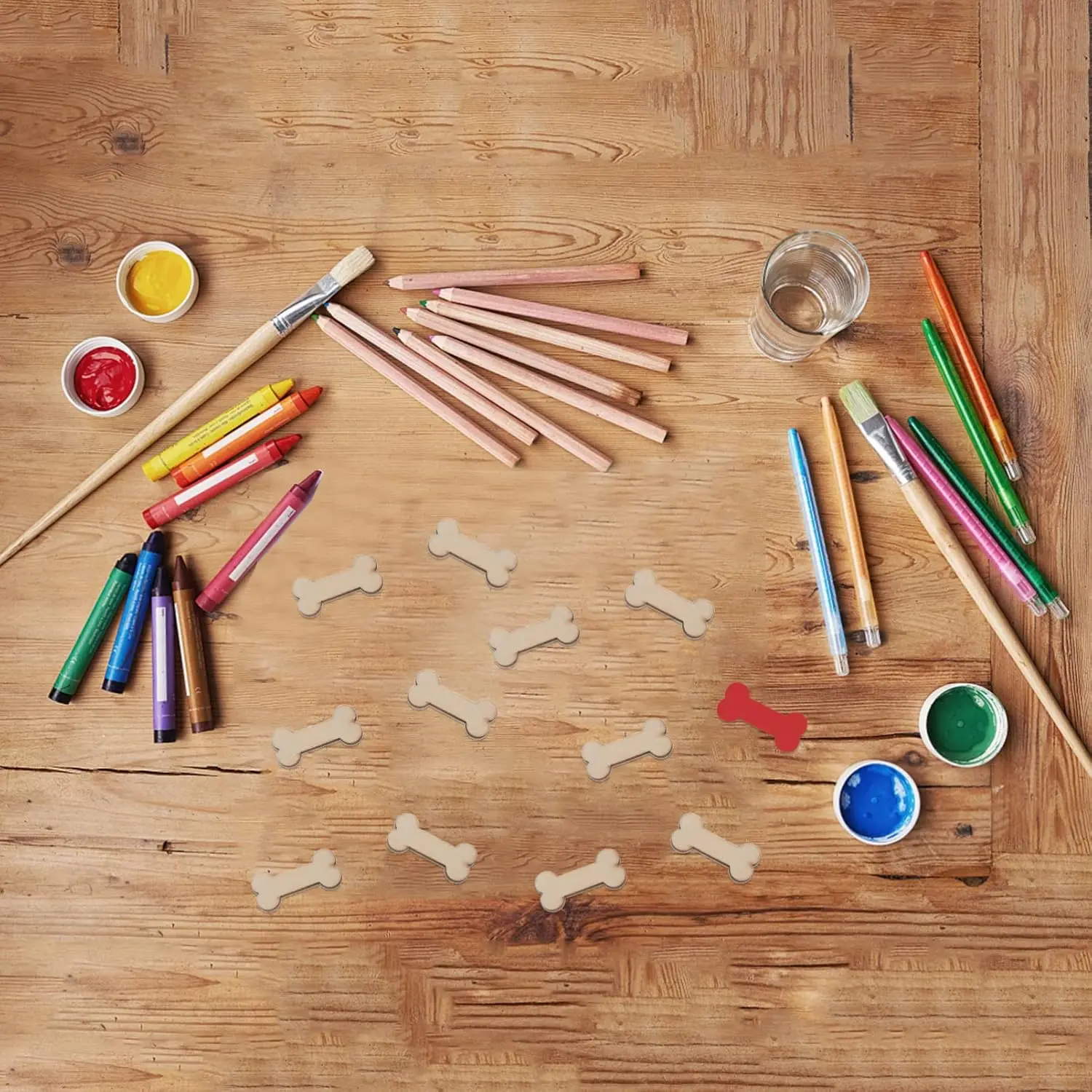 Tabletop Decoration 50 Pieces Wooden Dog Bones Hollow Out Unfinished Wooden Dog Bones Slices Blank Bone Wooden Decoration