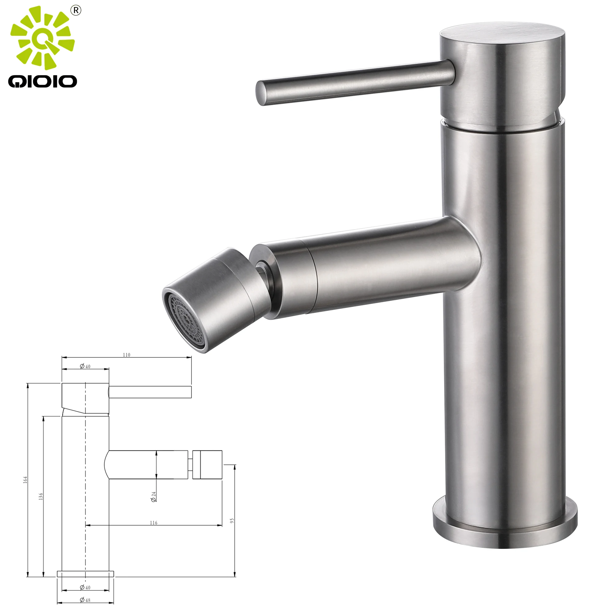 matte black 304 stainless steel Ball joint aerator head  toilet bidet faucet inox   bathroom basin  bidet mixer taps