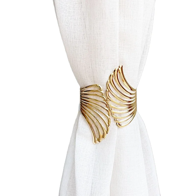 Popular Design Home Decor Simple Wings curtain tiebacks metal hook gold curtain tie back