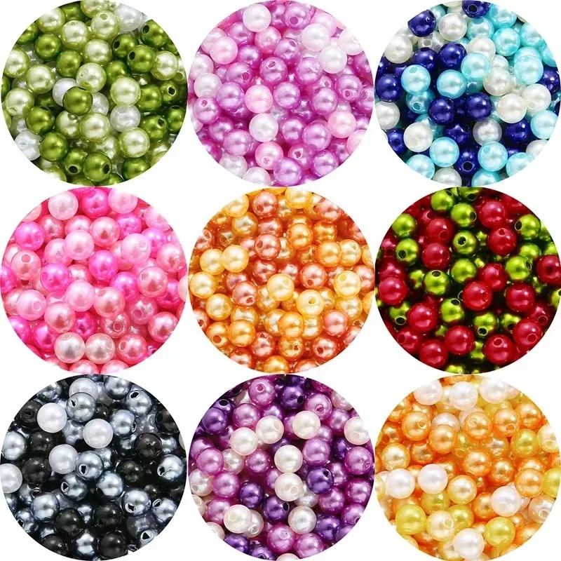 500g/Bag ABS Pearl Beads Colorful shiny plastic pearls 8mm DIY necklace bracelet jewelry making kit