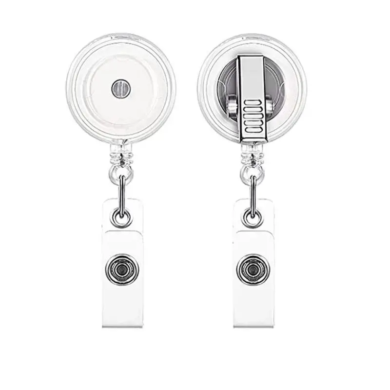 Custom high quality retractable badge clip translucent Lanyards Retractable Clip ID Badge Reel Badge Pull Reel Holders