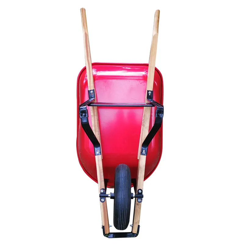 100L capacity big wooden handle heavy duty wheelbarrow
