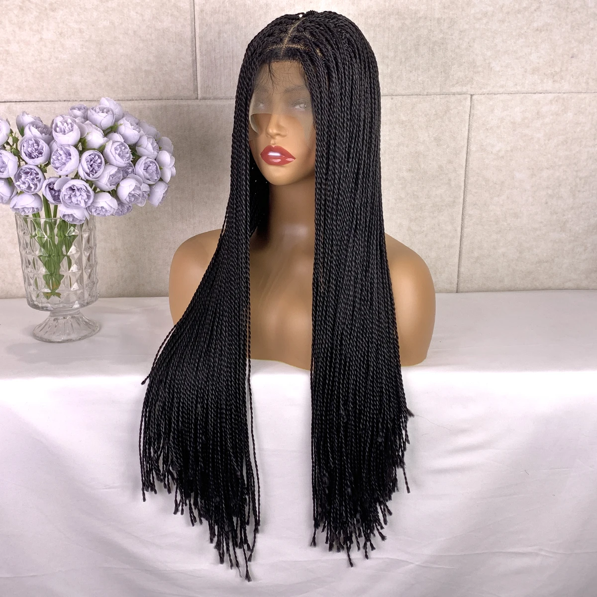 factory price braided wigs lace front, different styles african box braided wigs for black women