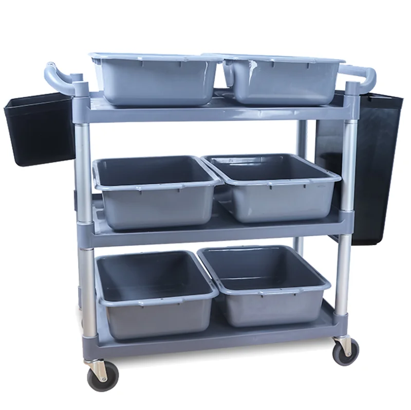 Dontalen Factory Prices Hotel Restaurant Kitchen Equipment 3 Tier Plastic Service Cart Food Trolley