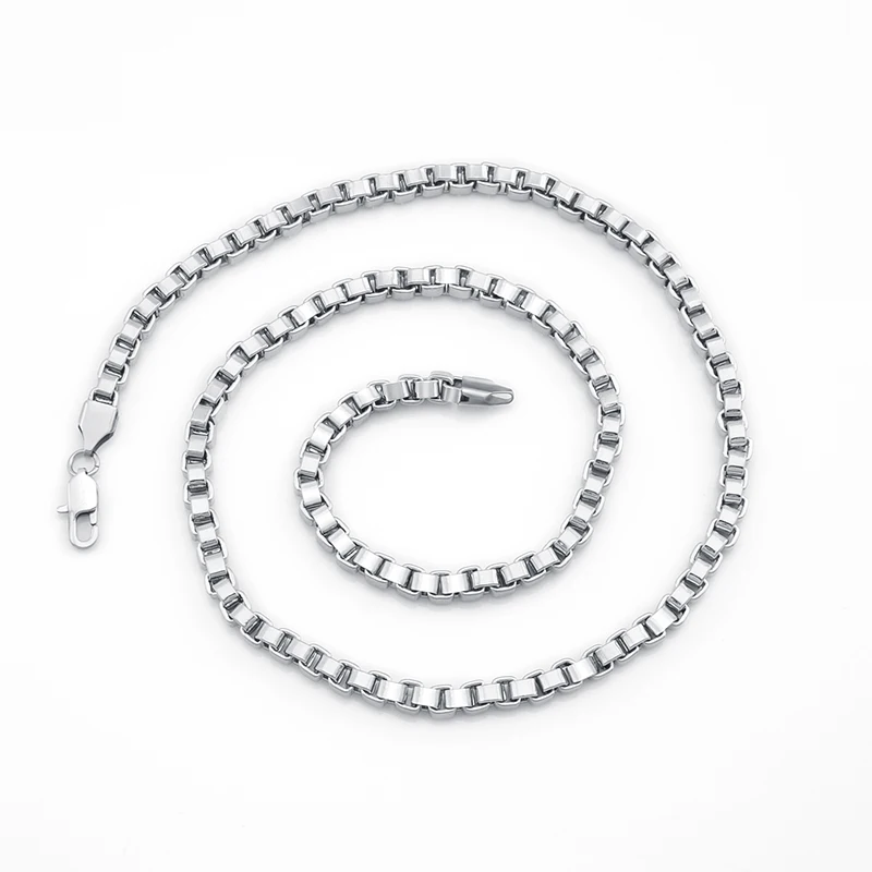 2021 hot selling Jewelry Accessories Big Square Rolo Chain stainless steel jewelry box round necklace chain