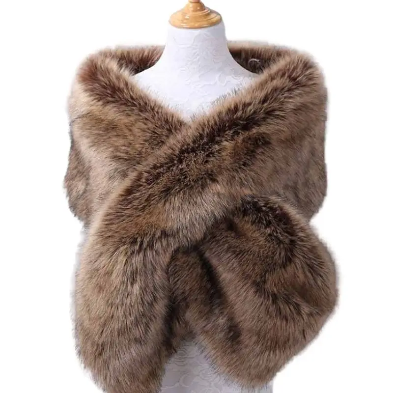 Роскошный женский зимний теплый шарф накидка из лисьего меха плюшевый меховой шейный платок