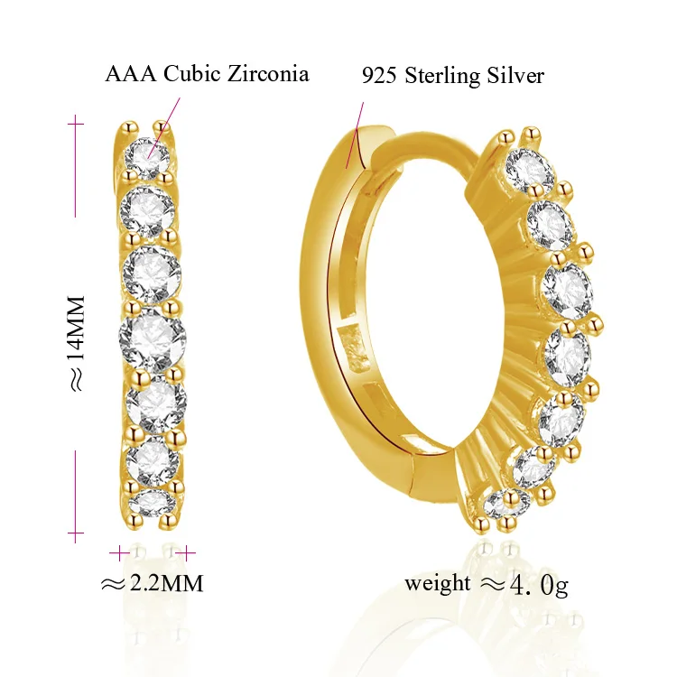  Poliva стерлингового серебра серьги-гвоздики в форме Cz простые серьги виде колец для женщин