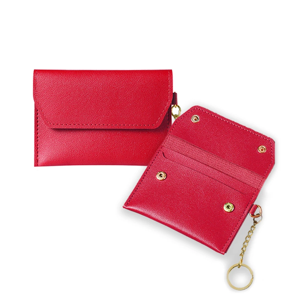 Custom luxury key chain customizable women fashion carabiner keychain small bag photo card leather holder wallet with keychain