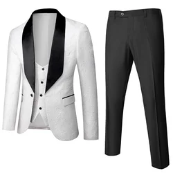 Italian Design Smoking Tuxedo Jacket 3 Piece Groom Suits For Mens Wedding Suits
