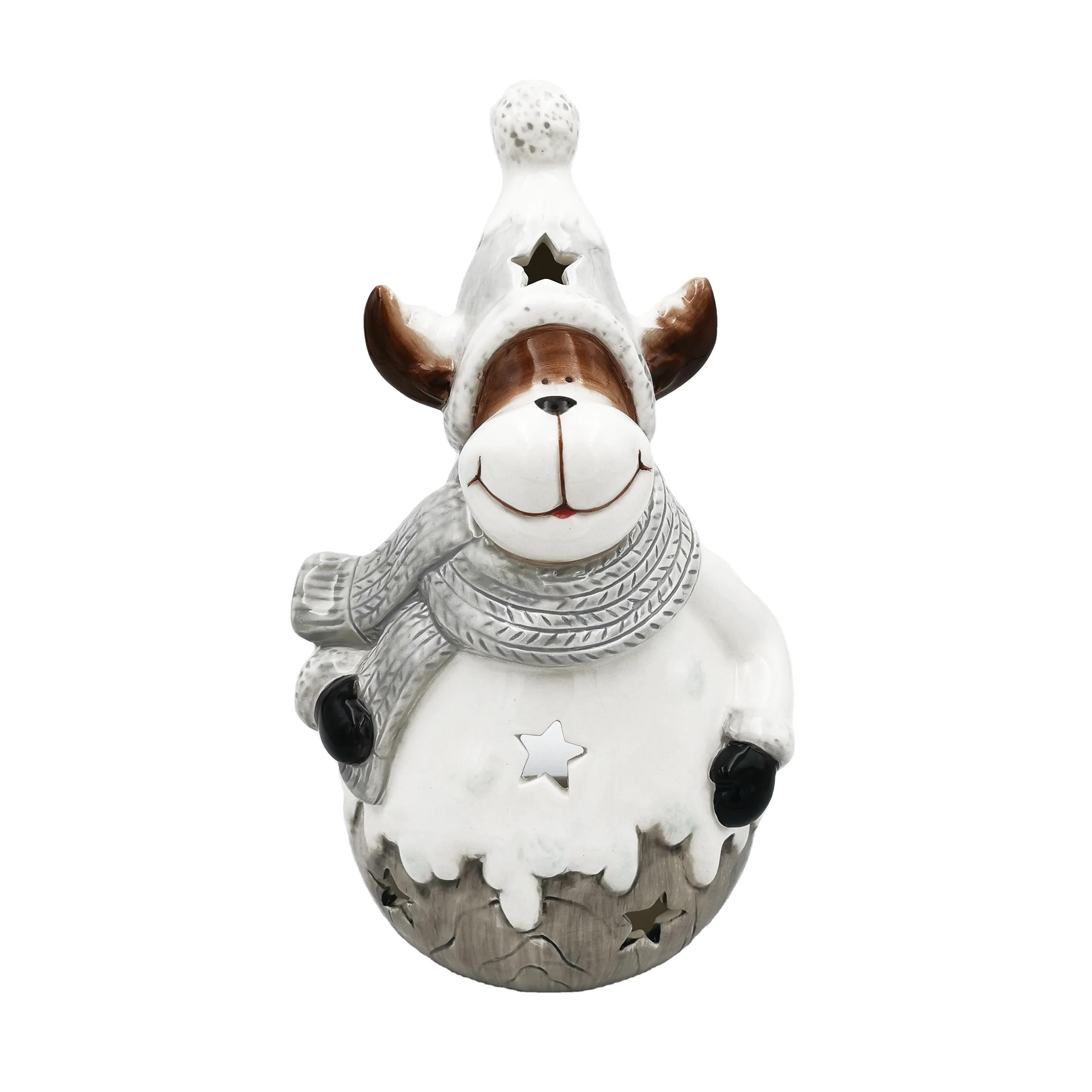 Home bar decoration Ceramic Relief Xmas snowman reindeer figurine oil Burner tea light scented candle holder