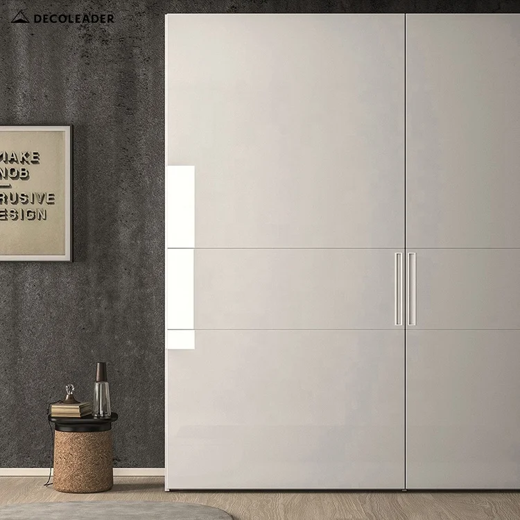 Modern Gray Dressing Closet Wardrobe with Flush Fitted Coplanar Sliding Doors