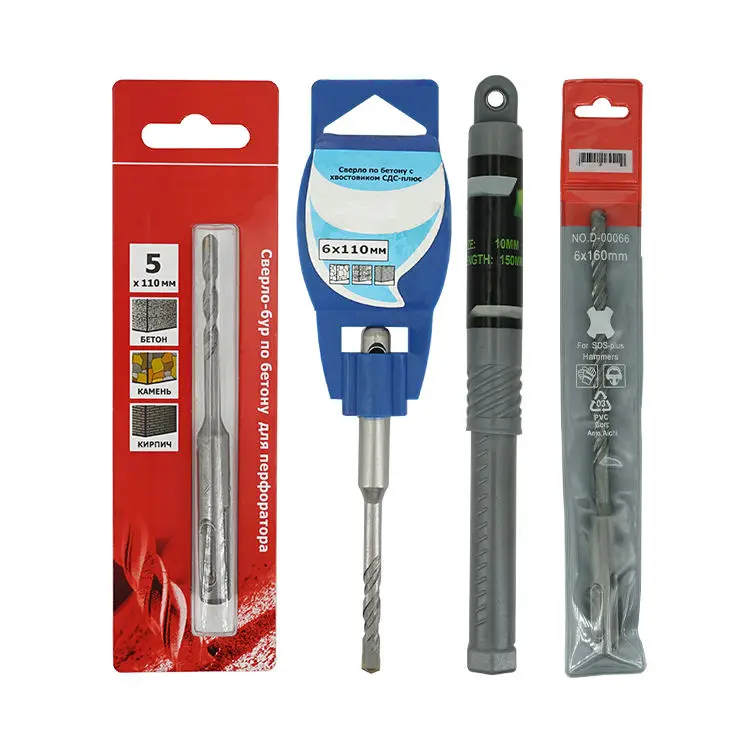 Full Carbide Head 4 Cutters Brocas S4 Flute Concrete SDS Plus Hammer Drill Bit for Granite Stone