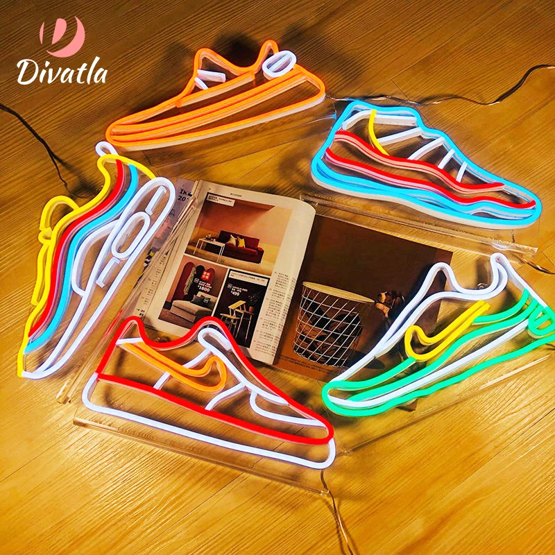 DIVATLA Customization Fashion&trendy Personalized Sports Shoes Ambiance Indoor Sports Hall Decoration Acrylic Light Neon Signs