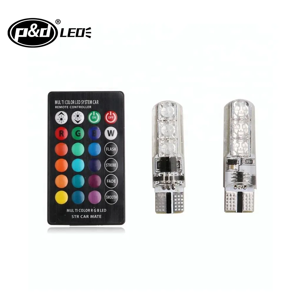 Стайлинг автомобиля 6SMD авто Светодиодная лампа мигающий разноцветный rgb t10 w5w 5050 автомобильный внутренний свет