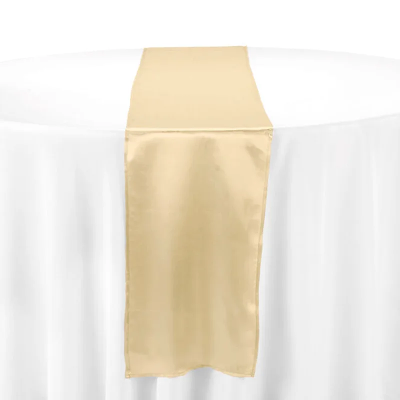 Hot Sale 12X110Inch Satin Table Runner Custom Size Color Silk Gold Table Runner For Wedding Birthday Parties