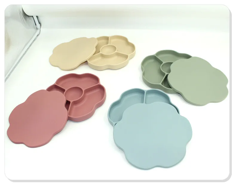 Safe Bpa Free Flower Natural Baby Silicone Feeding Plate