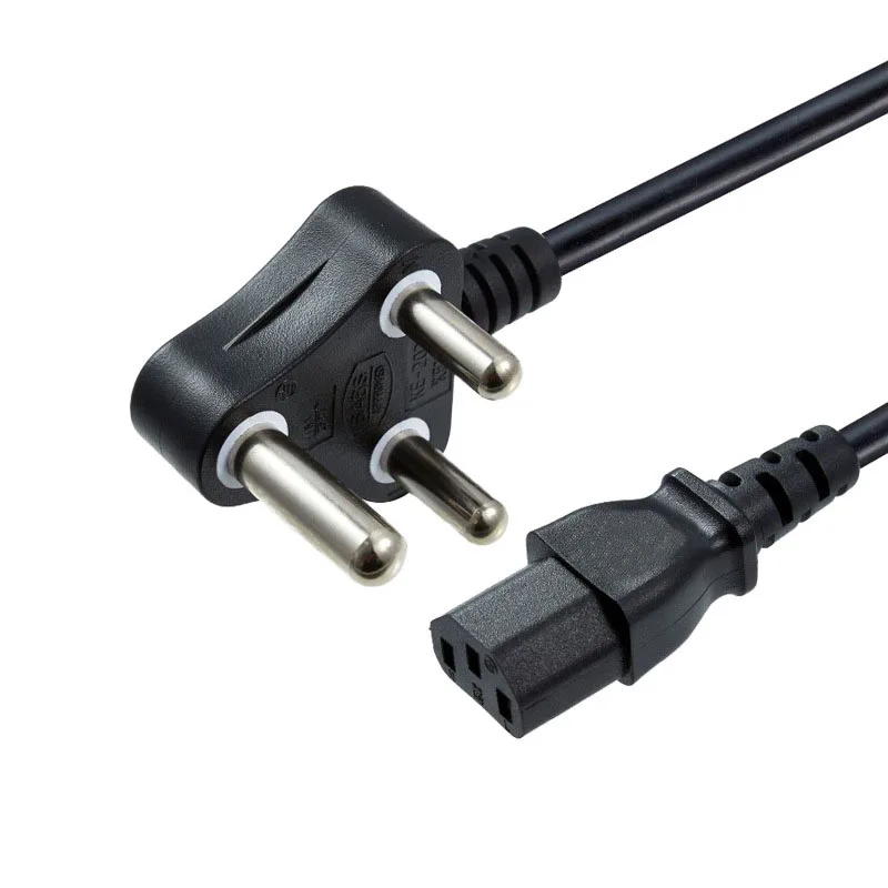 Factory 3pin IEC C13 South Africa and India power cord 3 Prong pin Laptop Middle East power extension cord power cables computer