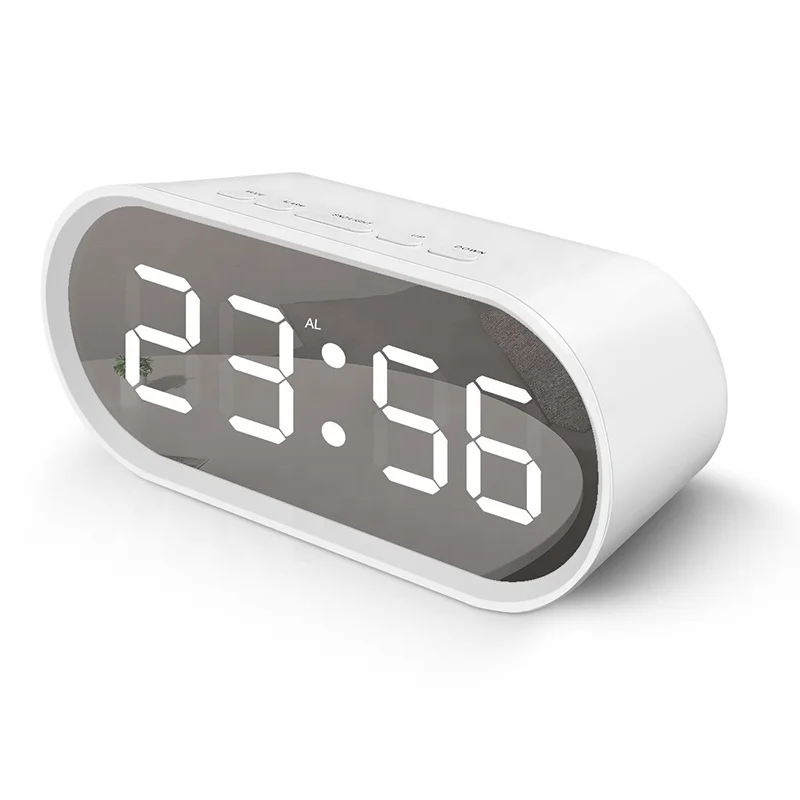 Korea Hot Sale Mirror Alarm Clock 3 Brightness Levels Night Mode LED Clock