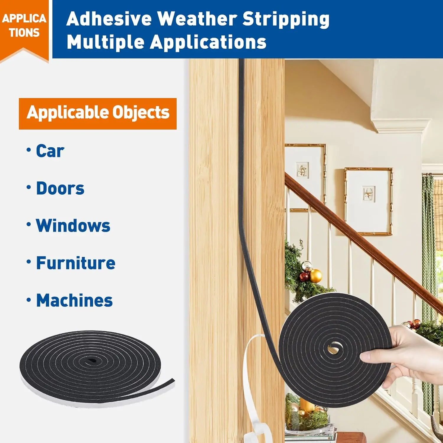 High density insulation self-adhesive tape suitable for sealing doors windows and air conditioners