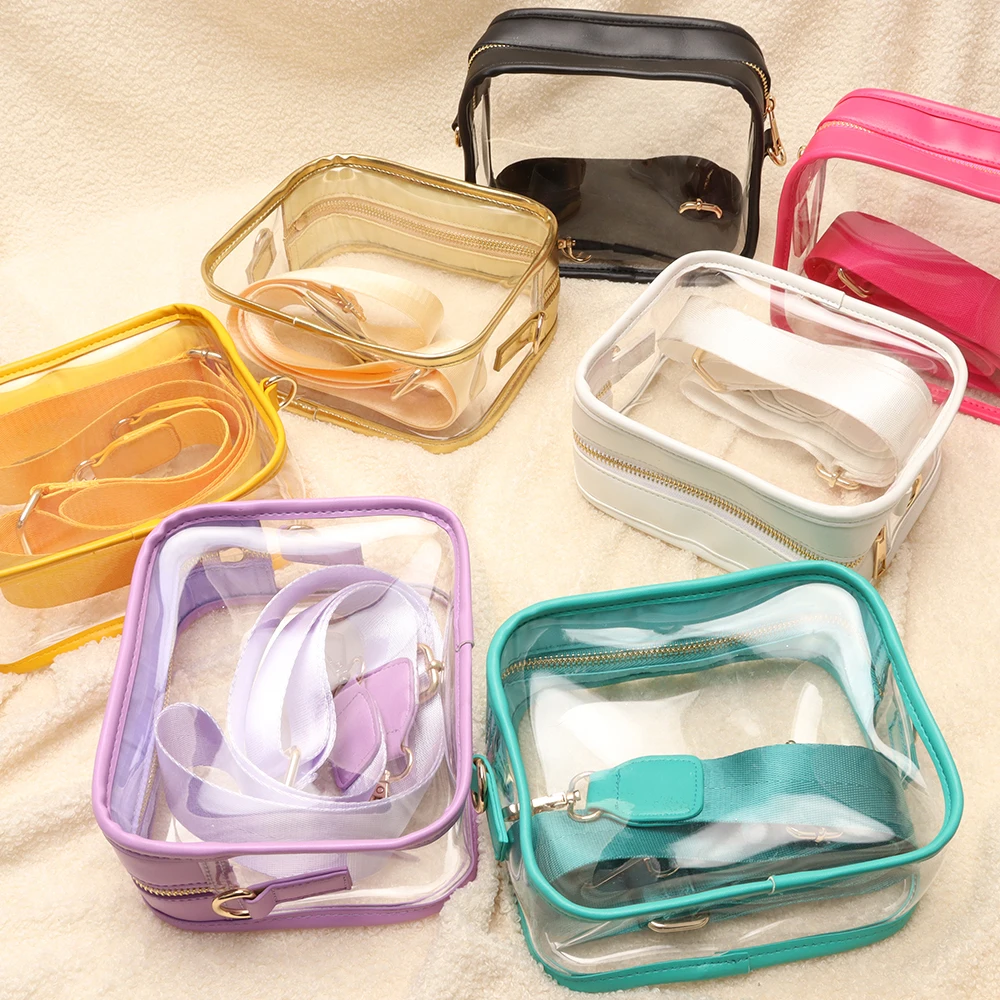 11 Color Gold Pvc Sling Bag Adjustable Strap Stadium Approved Crossbody Purse Work Sports Fanny Pack Waist Bag Clear Concert Bag
