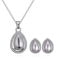 New Fashion Dubai Faux Pearl Necklace Earring bridal  wedding jewelry sets